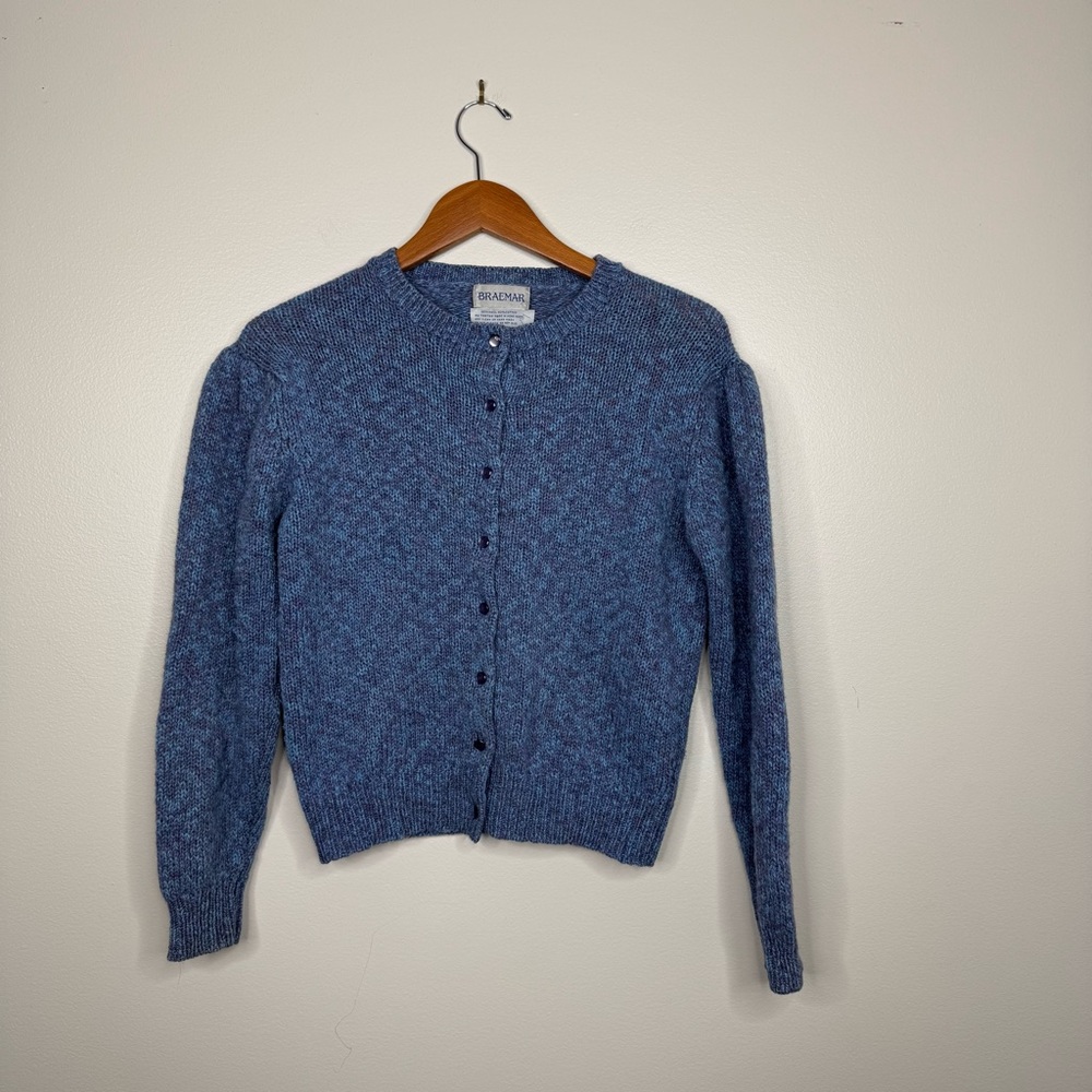Braemar Vintage 70s 80s Cardigan Sweater Button Front Tweed Sweater 38